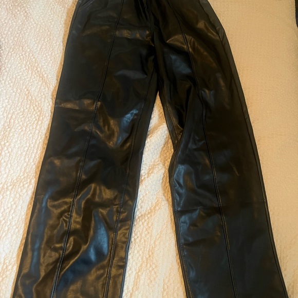 Black Vegan Leather Pants - Picture 2 of 5